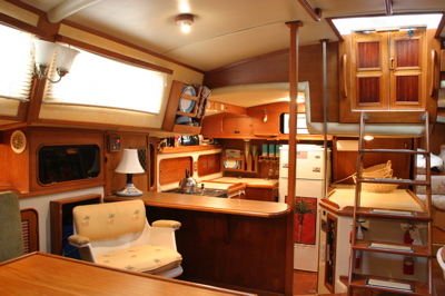 View of spacious and comfortable interior of the 52' Irwin Ketch.